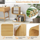 2-Tier S-Shaped Bamboo Bookcase with 2 Open Cubes for Living Room-Natural by LJGDeals