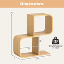 2-Tier S-Shaped Bamboo Bookcase with 2 Open Cubes for Living Room-Natural by DirectDeals