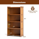 4-Tier Bamboo Bookcase with Doors for Study Room Living Room by LJGDeals