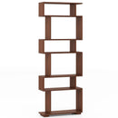 6-Tier Geometric Bookshelf with 2 Anti-Tipping Kits for Home Office-Brown by DirectDeals