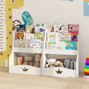 4-Tier Kids Bookshelf with Shelves and Compartment for Toddlers-White by LJGDeals