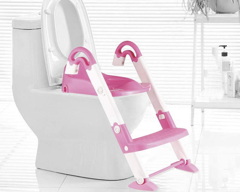 3 in 1 Toddler Potty Training Adjustable Toilet Seat with Non-Slip Step Stool, Pink