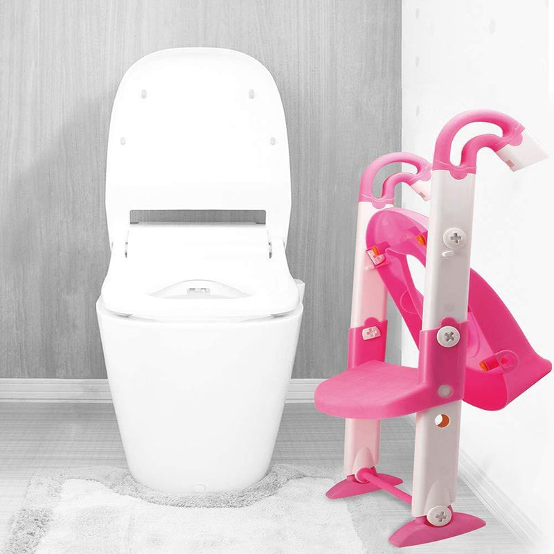 3 in 1 Toddler Potty Training Adjustable Toilet Seat with Non-Slip Step Stool, Pink