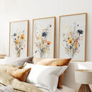 Neutral Watercolor Wildflower Art Prints Set by Wall Art Set