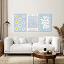 Abstract Matisse Print Set of 3. Blue Floral Wall Art