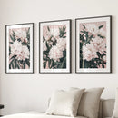 Peonies Flowers Wall Art Set of 3. Pink and Green Decor by Wall Art Set