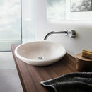 Botticino Beige Marble Natural Stone Oval Vessel Bathroom Sink Honed Finish 16 In X 20.5 In