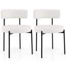 Boucle Dining Chair with Curved Backrest and Metal Legs Set of 2-White by LJGDeals