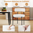 Boucle Dining Chair with Curved Backrest and Metal Legs Set of 2-White by LJGDeals