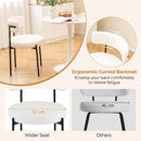 Boucle Dining Chair with Curved Backrest and Metal Legs Set of 2-White by LJGDeals