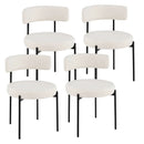 Boucle Dining Chair with Curved Backrest and Metal Legs Set of 4-White by LJGDeals