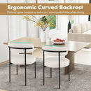 Boucle Dining Chair with Curved Backrest and Metal Legs Set of 4-White by LJGDeals