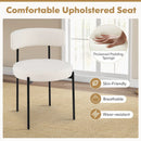 Boucle Dining Chair with Curved Backrest and Metal Legs Set of 4-White by LJGDeals