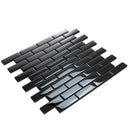 Black 12x12 Glossy Brick Glass Mosaic Tile (5 pack, 4.92 sq ft/case)
