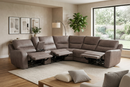 Branson Zero Slate 6-Piece Dual Power Reclining Modular Sectional with Storage Console by Ornate Furniture