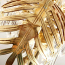 Brass Palm Leaf Crystal Chandelier