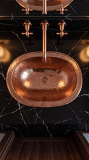 Brass Bathroom Sink - Hammered Oval Sink