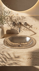 Brass Bathroom Sink - Hammered Oval Sink