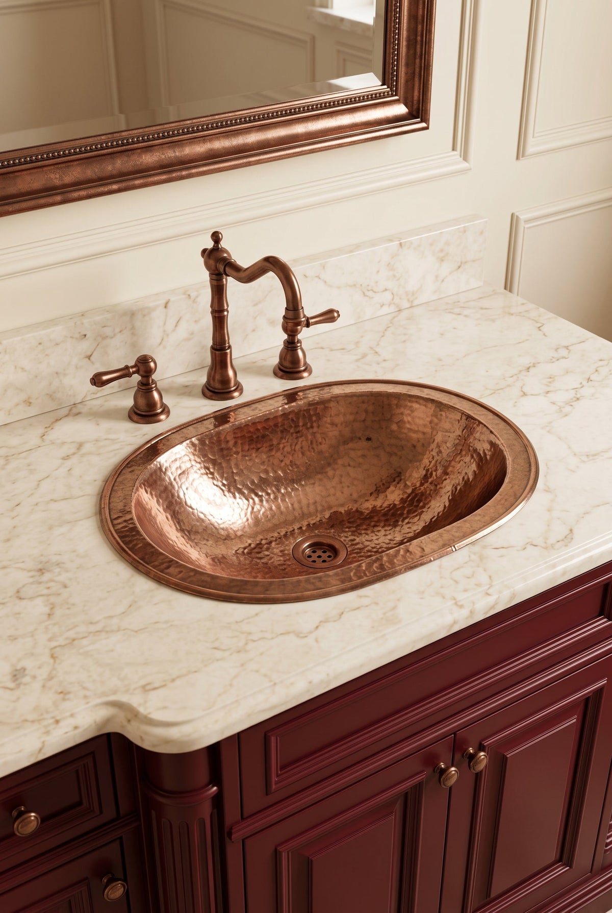 Brass Bathroom Sink - Hammered Oval Sink, photo 4 of 9
