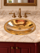 Brass Bathroom Sink - Hammered Oval Drop-in Sink