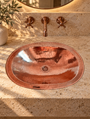Brass Bathroom Sink - Hammered Oval Drop-in Sink
