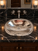Brass Bathroom Sink - Hammered Oval Drop-in Sink