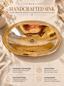 Brass Bathroom Sink - Hammered Oval Drop-in Sink