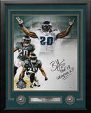 Brian Dawkins Philadelphia Eagles Autographed 16x20 Framed Collage Photo - Hall of Fame, Weapon X by Dynasty Sports & Framing