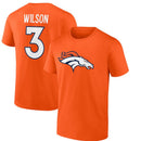 Russell Wilson Denver Broncos Player Icon Orange Name & Number T-Shirt