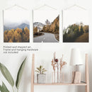 Brown Autumn Mountain Forest Scenery. Set of 3 Prints by Wall Art Set