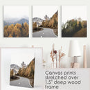 Brown Autumn Mountain Forest Scenery. Set of 3 Prints by Wall Art Set