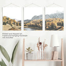 Brown Autumn Scenery. 3 Piece Mountain Lake, Forest Wall Art by Wall Art Set