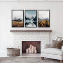 3 Piece Autumn Mountain, Forest, Lake Wall Art. Nordic Photo by Wall Art Set