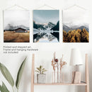 3 Piece Autumn Mountain, Forest, Lake Wall Art. Nordic Photo by Wall Art Set