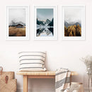 3 Piece Autumn Mountain, Forest, Lake Wall Art. Nordic Photo by Wall Art Set