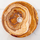 Natural Stone Vessel Sink 16 Inch Brown Onyx Polished Bathroom Basin
