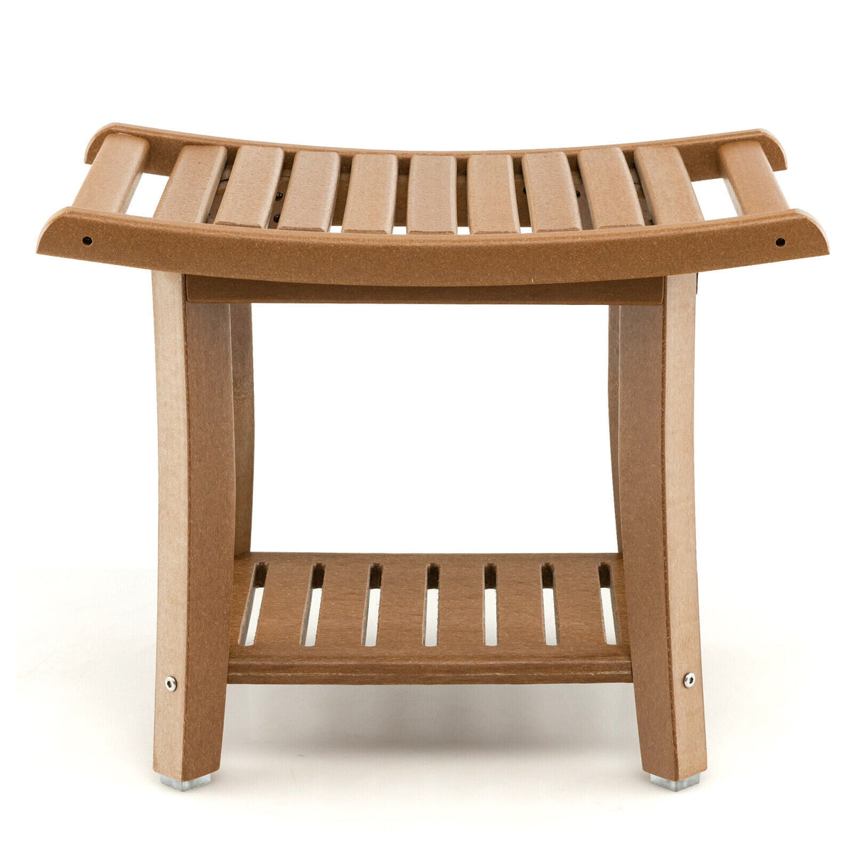 Waterproof Bath Stool with Curved Seat and Storage Shelf, photo 9 of 9