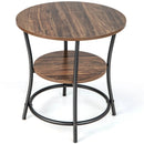 2-Tier Round End Table with Open Storage Shelf and Sturdy Metal Frame by LJGDeals