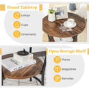 2-Tier Round End Table with Open Storage Shelf and Sturdy Metal Frame by LJGDeals