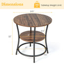 2-Tier Round End Table with Open Storage Shelf and Sturdy Metal Frame