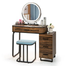 Vanity Table Set with 3-Color Lighted Mirror and Charging Station-Brown by LJGDeals