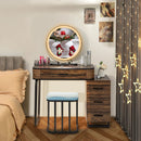 Vanity Table Set with 3-Color Lighted Mirror and Charging Station-Brown by LJGDeals
