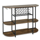 47 Inches Wine Rack Table with Glass Holder and Storage Shelves by LJGDeals