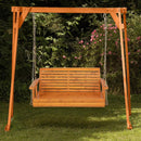 2-Person Wooden Porch Swing with Hanging Chains for Garden Yard by LJGDeals