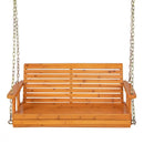 2-Person Wooden Porch Swing with Hanging Chains for Garden Yard by LJGDeals