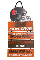 Cleveland Browns Wooden Helmet Man Cave Dangle Sign by Dynasty Sports & Framing