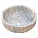 Gray Onyx Vessel Sink Polished 16 Inch Round Countertop Bathroom