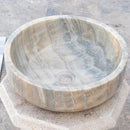 Gray Onyx Vessel Sink Polished 16 Inch Round Countertop Bathroom