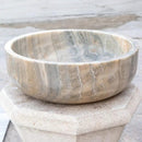 Gray Onyx Vessel Sink Polished 16 Inch Round Countertop Bathroom