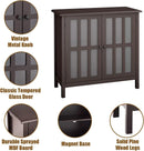 Glass Door Sideboard Console Storage Buffet Cabinet by LJGDeals